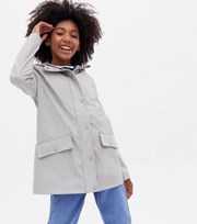 New Look Girls Pale Grey Pocket Front Hooded Anorak